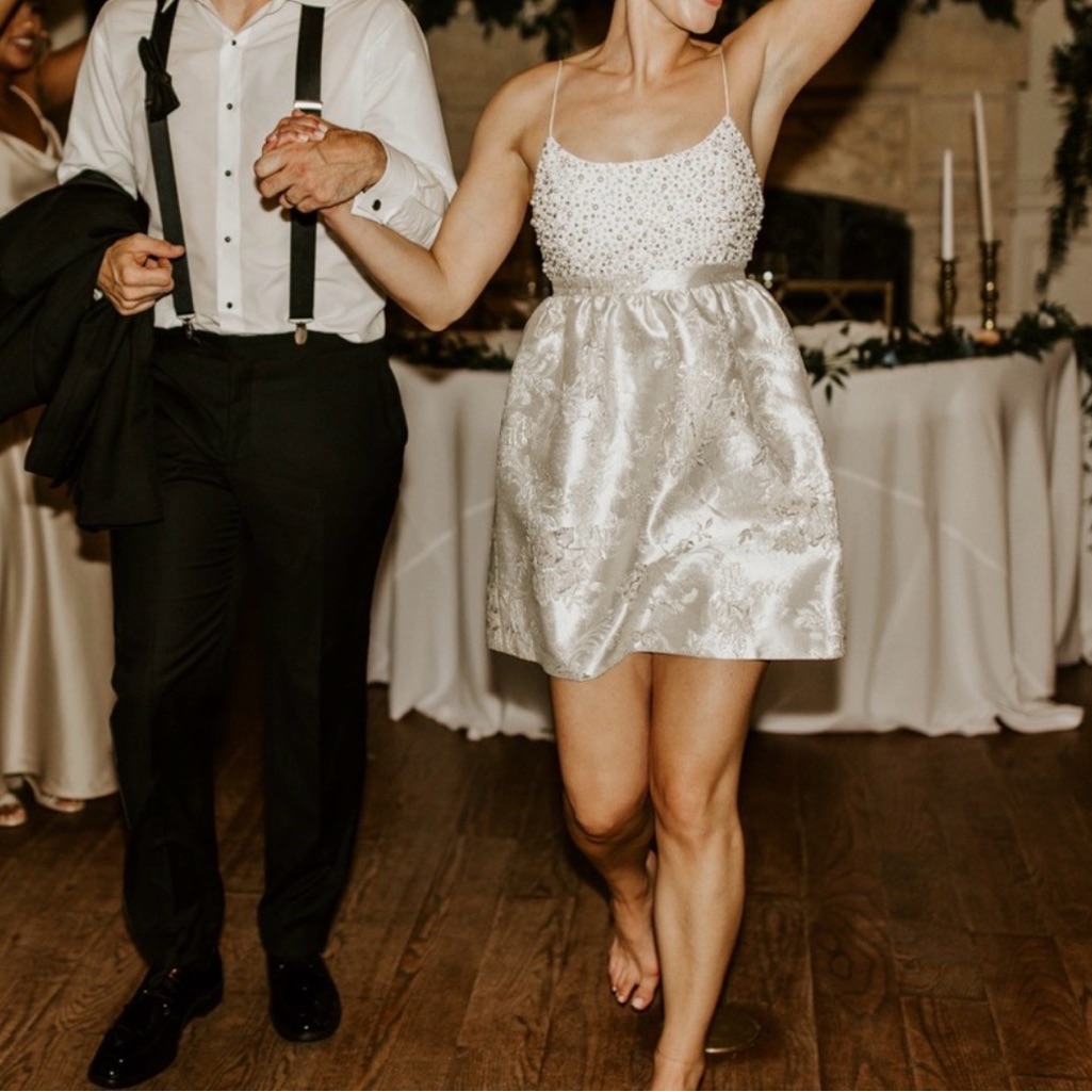 Alice + Olivia Beaded Pearl Sequin Tibi Bride Bachelorette Dress Size 6